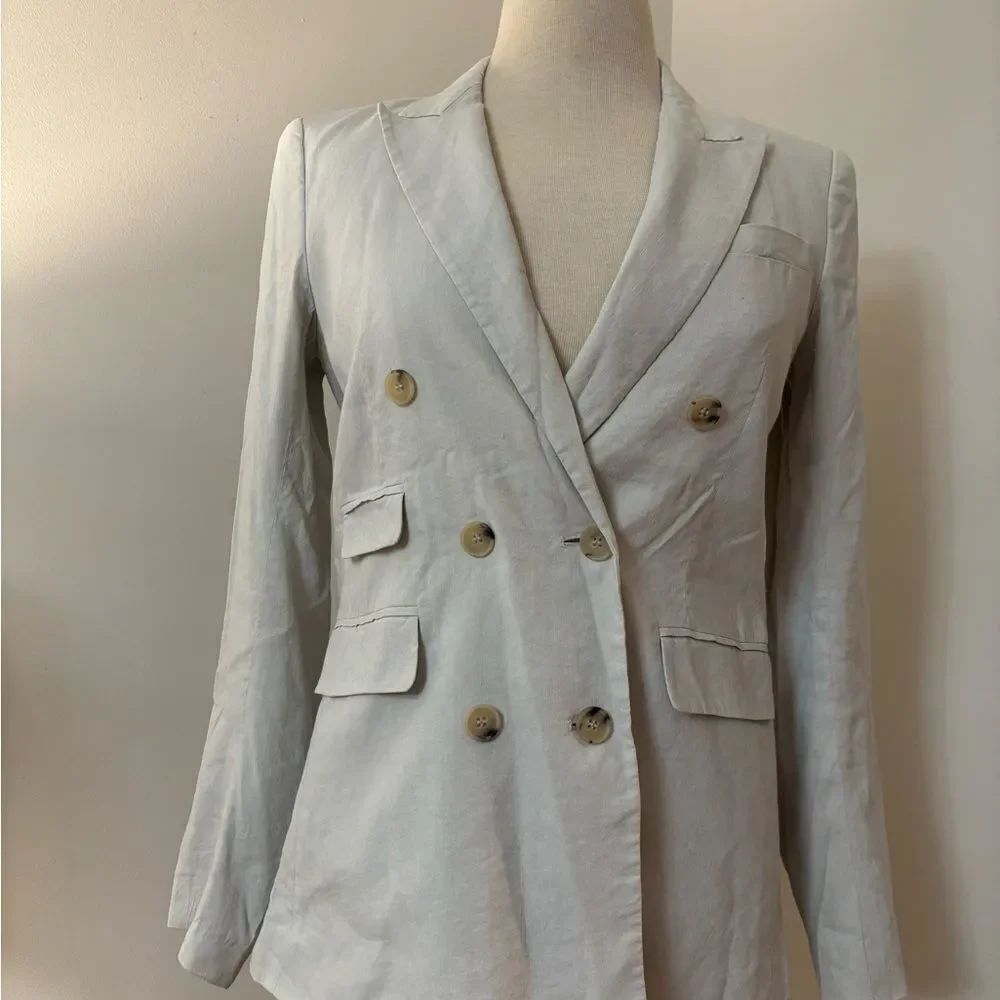 Theory Women's Cream Double-Breasted Blazer